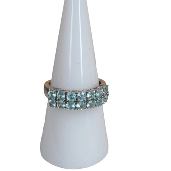 Crystal blue sterling silver ring - Picture 3 of 8